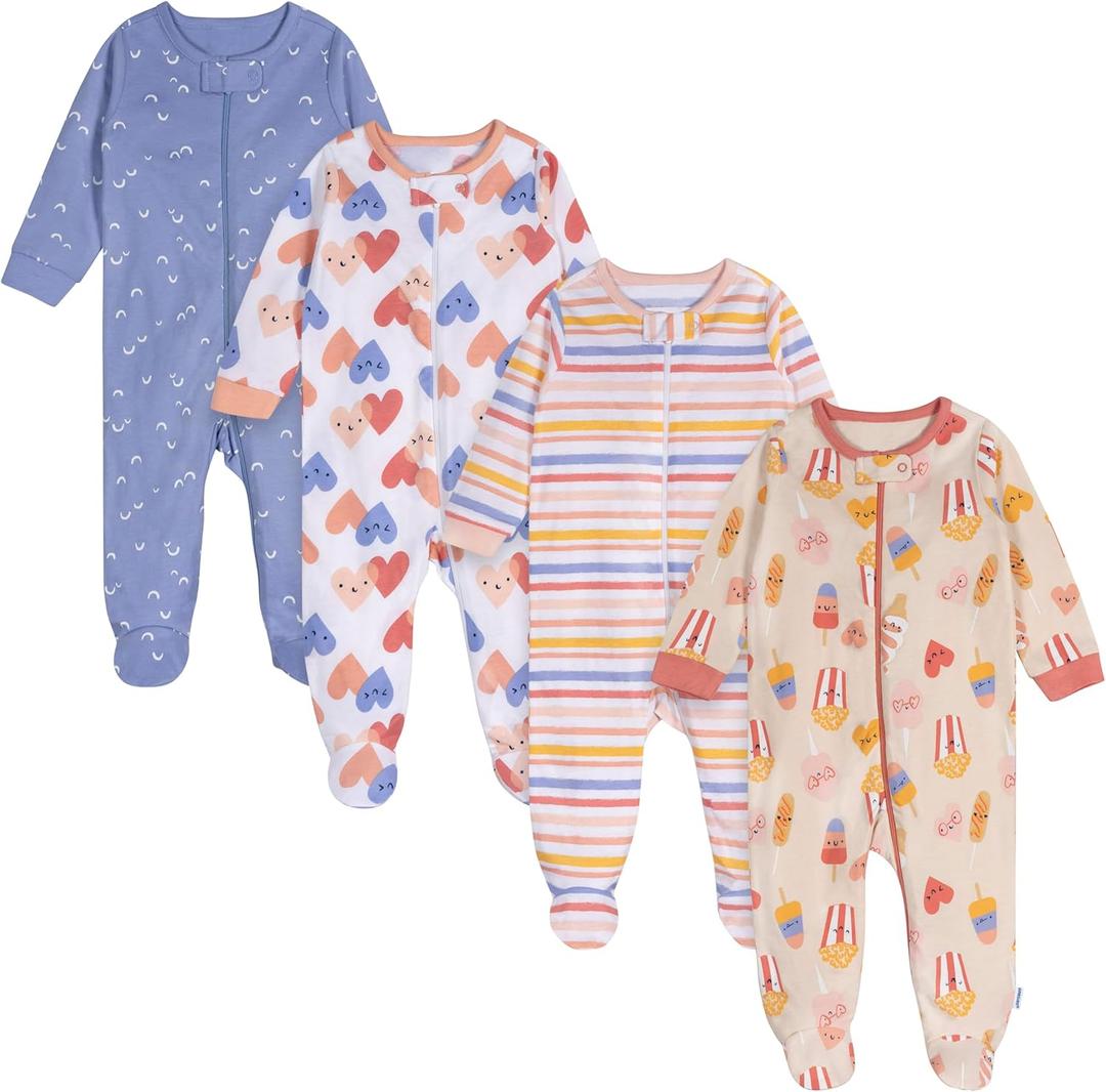 Onesies Brand baby-girls 4-pack Sleep 'N Play Footies Multi Pack (0-3 Months)