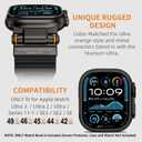FOAMUNOC Rugged Band Compatible with Apple Watch Ultra 3/2/1 Band 49mm/46mm/45mm/44mm/42mm, Metal Connector with Silicone Strap for iWatch Ultra Series 11/10/9/8/7/6/SE3/SE2/SE/5/4/3/2/1, Black/Black