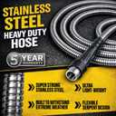 BIONIC STEEL 100 Ft Metal Garden Hose with Sprayer Nozzle, Non Kinking Designed Stainless Steel Heavy Duty Water Hose 100 Ft x 5/8 in. Flexible NON Expandable for Uninterrupted Water Flow, 500 PSI
