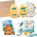 YESBOX Dinosaur Birthday Decorations Set with Dinosaur Paper Plates, Napkins, Cups, Cup Sleeves,Straw Toppers and PLA Cutlery for 20 Guests -Total 201pieces, Unique Gift for Kids