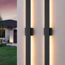 EDISHINE 2 Pack Modern Outdoor Wall Lights Dimmable, 39.3" Linear Led Exterior Wall Light, 3CCT, Iron & PC, IP65 Waterproof, Long Exterior Lighting Fixtures for Front Door, Stair, Black, 39.4 IN