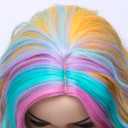 PATTNIUM Kids Child Rainbow Wig Short Wavy Colorful Wig Multicolor Wigs Girls Synthetic Cosplay Halloween Party Costume Wigs