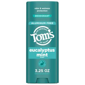 Toms of Maine Eucalyptus Mint Aluminum Free Natural Deodorant For Women & Men | Goes on Clear | Odor & Wetness Protection | Naturally Derived and Moisture-Locking Ingredients | 3.25 oz (3.25 Ounce (Pack of 1))