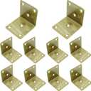 10pcs 2"x2" L Bracket Gold Stainless Steel Corner Brace Large Angle Brackets Heavy Duty Metal Corner Fastener for Wood Furniture Bedframe Cabinet Drawer Chair