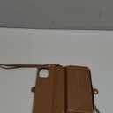 Wallet Case Compatible with iPhone 14 RFID Blocking 7-Card Holder Soft PU Leather Magnetic Snap Shoulder Strap Zipper Pocket Phone Case Fit for iPhone 14 for Women 6.1" - Brown