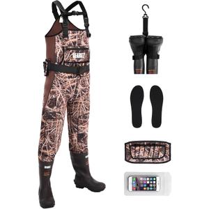 GearOZ Waterfowl Hunting Waders for Women, Waterproof Duck Hunting Waders Insulated Neoprene Chest Wader Camo Bootfoot Wader with Boot Hanger for Fishing Breathable Hunter Waders Weighters, Size 9