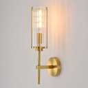 Modern Brass Wall Sconce,18" Gold Wall Sconces,Bathroom Vanity Light Fixtures with Vertical Striped Glass Tube,Modern Lamp Lighting for Bedroom,Living Room,Hallway,Staircase,Mirror, 1-Pack
