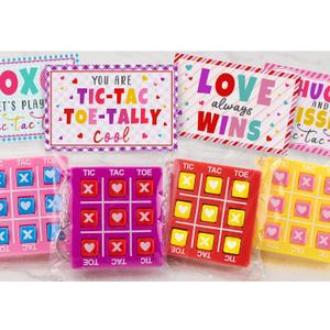 ORIENTAL CHERRY Valentines Day Gifts for Kids - 24 Pack Valentines Cards with Tic Tac Toe Keychains - Valentine Gift Exchange for School Class Classroom Party Favors Boys Girls