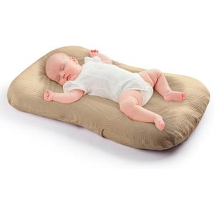 CORATED Baby Lounger for Newborn 0-24 Months, Infant Lounger Pillow Baby Nest Sleeper, Organic Cotton Bed with Cover, Newborn Babies Essentials (Brown)