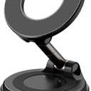 Vacuum Magnetic Phone Holder for Car,2800gf Strong Magnetic Phone Mount,360 Adjustable & Reinforced Suction Cup for Dashboard/Mirror,Car Phone Holder Compatible with iPhone AndroiDeep Black