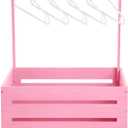 Suzile Wooden Baby Shower Crate Closet Wood Basket for Gifts with Handle Boy Girl Clothes Gender Reveal Storage Box for Newborn New Parent(Pink)