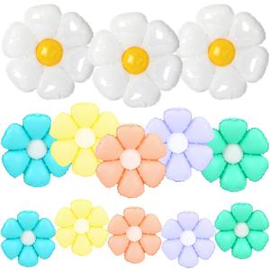 NOVWANG Colorful Daisy Balloons, 18pcs Daisy Flower Balloons Party Decorations for Birthday Wedding Baby Shower Party Decorations SuppliesHuge Balloon X 3, Medium X 5, Small X 10