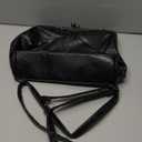 Women Vintage Hollow Handbag Oil Leather Shoulder Crossbody Bag Clutch Satchel Purse with Kiss Lock Closure (Black)