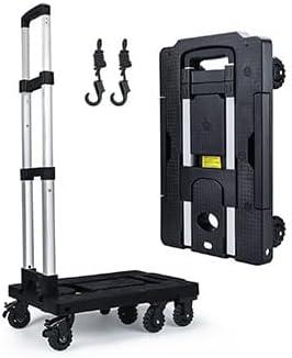 LIDTOP Folding Hand Truck with 7 Wheels Heavy Duty Dolly Foldable Utility Cart Adjustable Handle with 2 Brake for Luggage, Travel, Shopping, Office