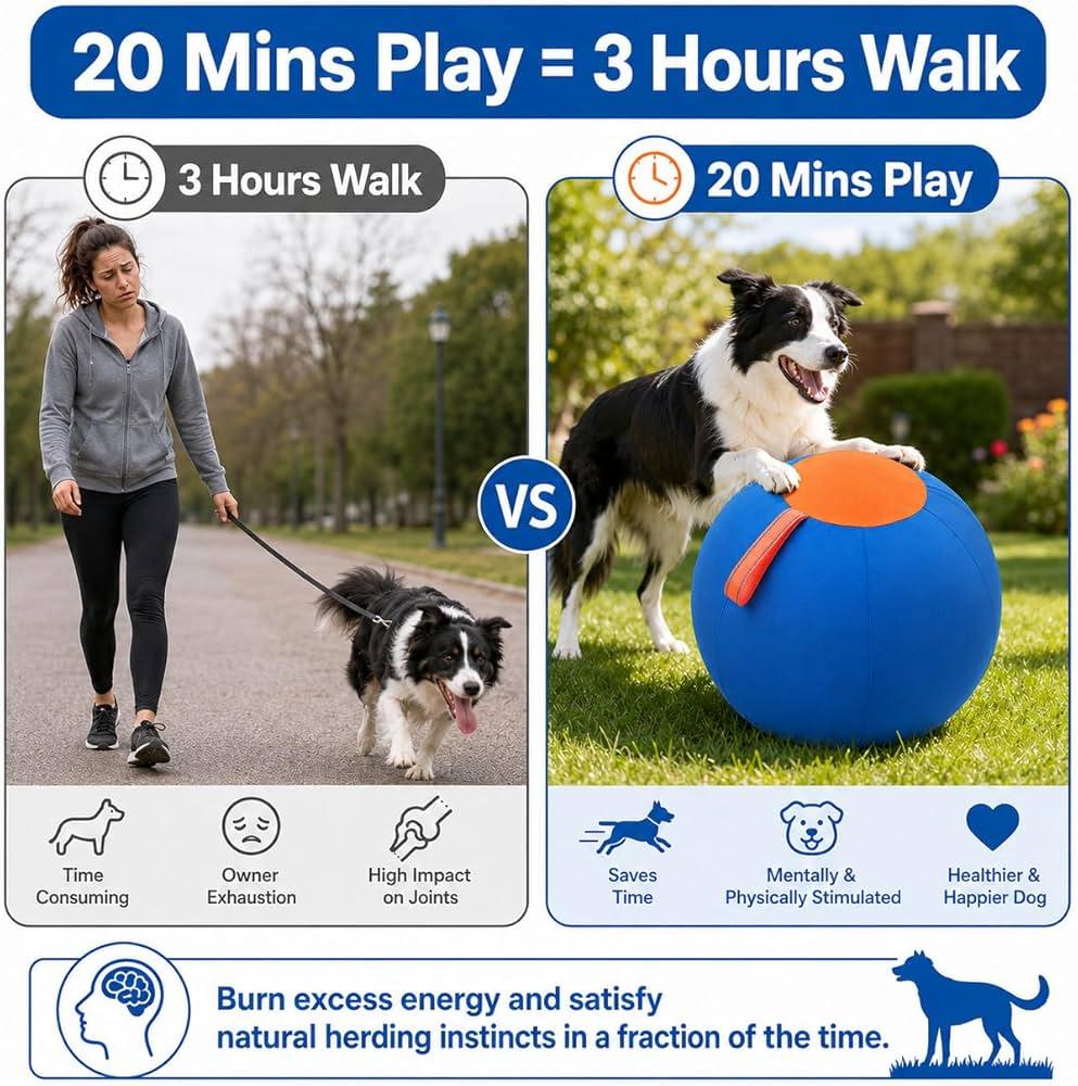 Navea Giant Ball, Durable Inflatable Giant Dog Ball for Outdoor Exercise, Mental Stimulation & Push-and-Chase Play (Medium)