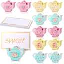 Kigley 13 Pcs Teapot Wooden Place Card Holder Wooden Table Sign Teapot Picture Number Sign Stands Holder for Wonderland Tea Party Baby Shower (Cute)