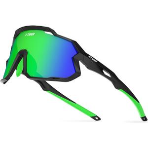 X-TIGER Kids Sunglasses Polarized Youth Baseball Sunglasses for 8-14 Boys Girls UV400 Sports Softball Cycling Glasses (Black Green)