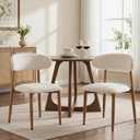 UVV Dining Chairs Set of 2, Metal Kitchen Chairs with Modern Fabric Upholstered for Dining Room, Beige