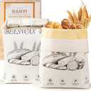 2-Pack Reusable Beeswax Bread Bags for Sourdough & Homemade Bread Cotton Waxed Bags Keeps Fresh Longer(Ivory Loaf)