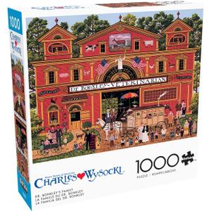 Buffalo Games  1000 Piece Jigsaw Puzzle - Dr. Bonkley's Family - Charles Wysocki Colorful Puzzle for Adults  Precision-Cut Pieces, Beautiful Artwork, and Hours of Relaxing Fun