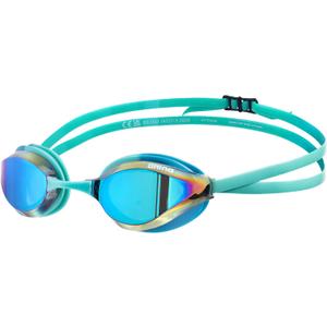 ARENA Unisex Python Racing Swim Goggles for Men and Women Anti-Fog No Leak Max Comfort Dual Strap, Mirror/Non-Mirror Lens (Turquoise/Water/Blue Cosmo)