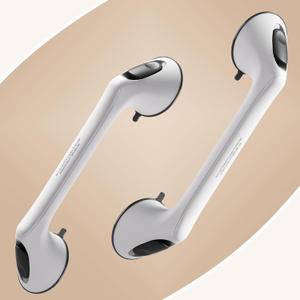 ABLECARE 2 Pack 16 Inch Elderly Heavy Duty Shower Handle, Seniors Grab Bars for Bathtubs, Suction Cup Removable Handrails, Safety Bathroom Grip for Handicap (White and Black)