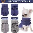 2 Pack Dog Sweaters for Small Dogs, Chihuahua Yorkie Sweater, Dog Clothes Winter Warm Pullover Sweaters, Pet Cat Clothing Cold Weather Puppy Clothes Outfits (XX-Small) (Navy Blue-Grey)