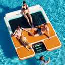 FBSPORT Inflatable Floating Dock 10ft/8ft Dog Boat Ramp in One, Floating Docks Dog Pool Ramp with Water Hammock, Lake Floats for Adults Inflatable Island Platform Water Raft with Ladder