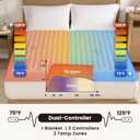 Electric Heated Mattress Pad Queen Size Dual Control Bed Warmer, Deep Pocket, Side Storage Pouch for Controller, Machine Washable, 3D Air Layer Fabric, 60"x80", Grey