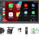 Double Din Car Stereo with 7" HD Touchscreen, Wireless Apple Carplay & Android Auto, Backup Camera, Bluetooth, SWC, Mirror Link, Type-C, FM/AM Car Radio Receiver
