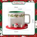 14 oz Mug Coffee Christmas Santa Ceramic Cup with 3D Silicone Coasters, Microwave safe for hot and cold drinks Perfect Birthday Christmas Choice For Children Friend Parent Sibling (Santa Claus)