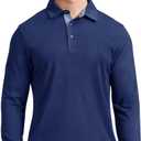 Men's Business Long and Short Sleeve Polo Shirts Mercerized Cotton Blend Casual Stylish Collared Shirts (Blue, L)