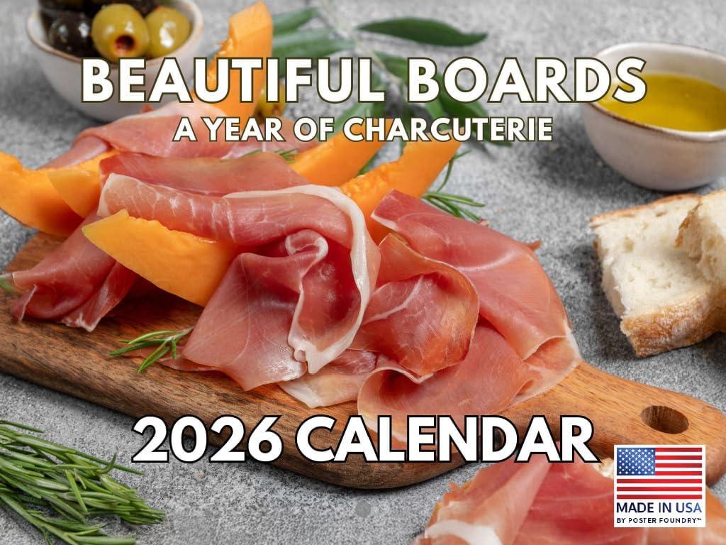 Charcuterie Calendar 2026 Beautiful Boards Monthly Wall Calender 12 Month | American Made In The USA