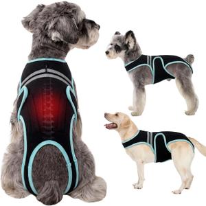 Dog Back Brace, Breathable Dog Post-Surgery Vest for IVDD, Arthritis & Spine Support, Adjustable Reflective Pet Back Bracer Pain-Relieving Harness, Black L