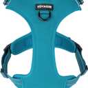 No Pull Dog Harness for Small Dogs, Dual Leash Attachments, Adjustable Soft but Strong Pet Harness with 3M Reflective Technology, Turquoise Nylon, S (Chest: 16-20")