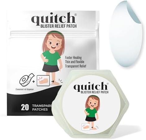 Quitch Blister Bandages for Feet, Hydrocolloid Waterproof Bandages, Finger Bandages, Purse Essentials, Liquid Bandage and Moleskin Alternative, Blister Prevention, Heel Protector, Travel Accessories