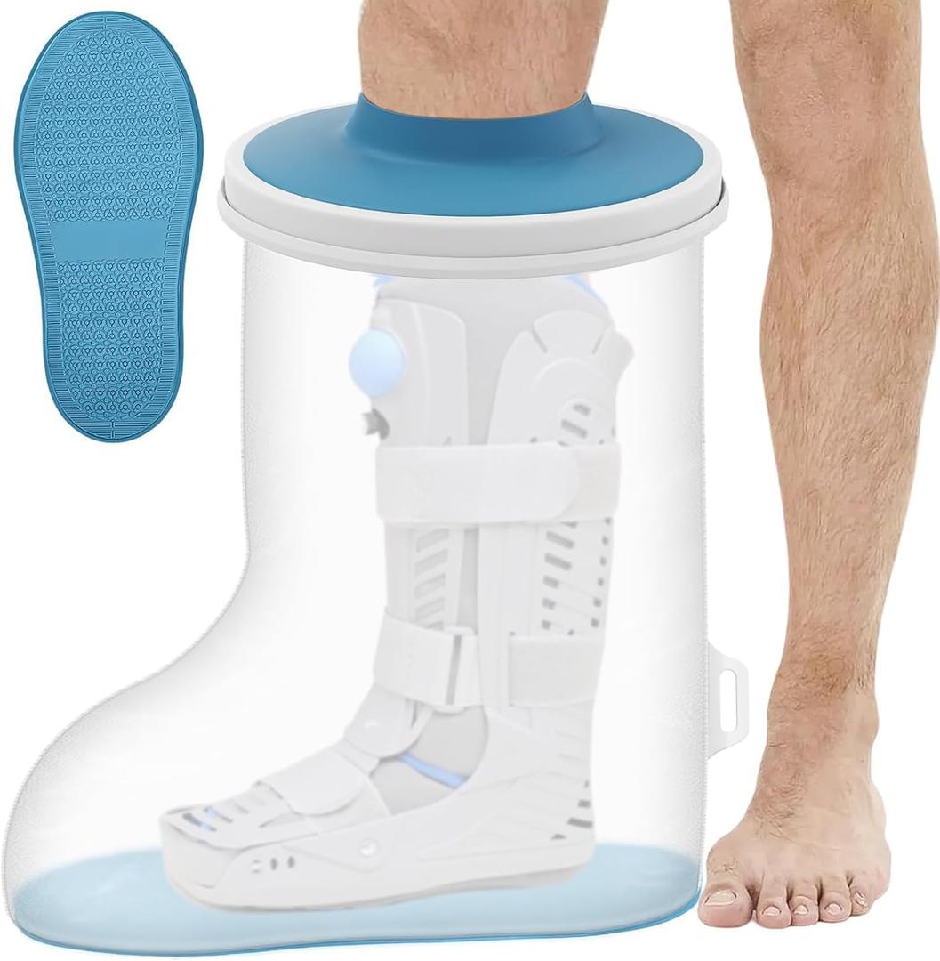 Waterproof Extra Wide Cast Covers for Shower Leg, Extra Large Foot Cast Protector with Non-Slip Bottom, Reusable Leg Cast Cover for Plus Size Adults Large Casts Surgery Shower Boots