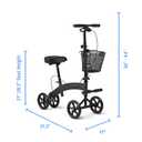 Medline Manual Seated Mobility Scooter Knee Walker, 8 Wheels, 300 lbs. Capacity, Black- for Leg & Foot Injuries, Crutch Alternative, 1 Ct.