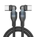 USB-C Charging Cable – 240W 6ft USB-C Cable Fast Charging – Heavy-Duty Nylon Swivel Charger Cord with 180-Degree Rotating Head – Right Angle Charger for Games, Car, Data Transfer (Black)