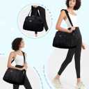 Wandering Nature Personal Item Travel Bag, Small Duffle Bag for Women with Wet Pocket & 14'' Laptop Compartment, Lightweight Carry on Weekender Duffel, Wave pattern (Black)