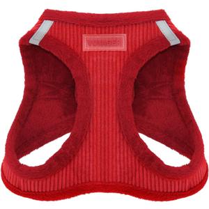 Voyager Step-In Plush Dog Harness  Soft Plush, Step In Vest Harness for Small and Medium Dogs by Best Pet Supplies - Harness (Red Corduroy), S (Chest: 14.5 - 16")