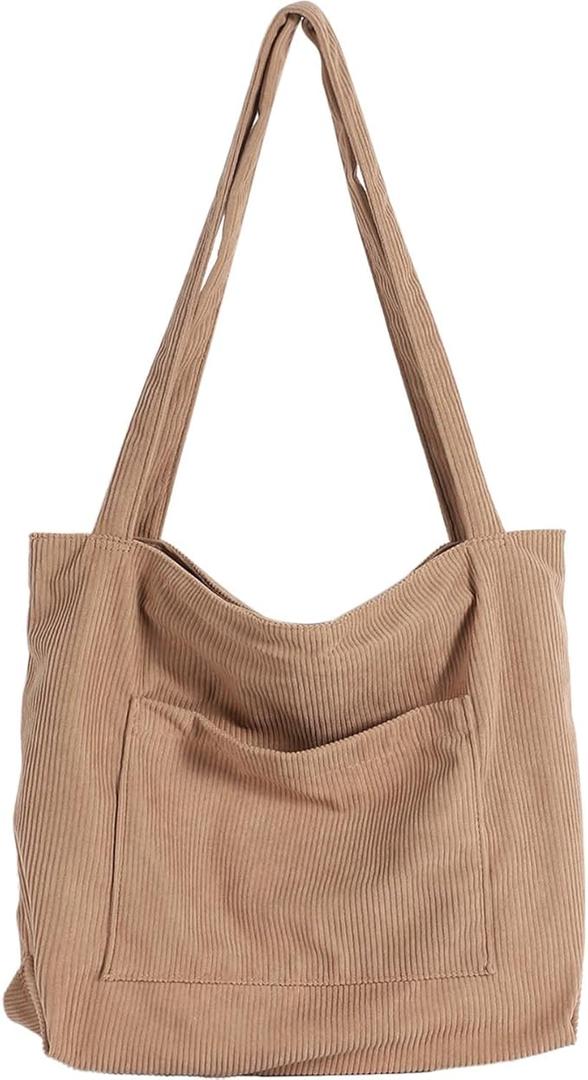 WantGor Women Corduroy Tote Bag, Large Shoulder Hobo Bags Casual Handbags Big Capacity Shopping Work Bag