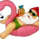 Mood Lab Garden Gnome on Flamingo - Funny Gnome Figurine - 8 Inch Depth Lawn Statue - for Outdoor or House Decor