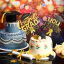 SiliFine 4 Pcs Congrats Grad Cake Topper Includes You Did It Cake Topper Felt Graduation Cap with Tassel Diploma Decoration for 2026 Senior School University College Graduation Party Supplies(Black)