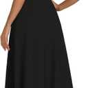 COOAN Women's Black Long Formal Dresses Cocktail Wedding Guest Dress Ruffle Split Elegant V Neck Party Gowns (Black, XL)