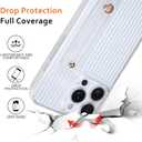 LSL for iPhone 16 Pro Max Case with Wrist Strap Kickstand + Screen Protector, Transparent Vertical Stripes Design Slim Soft TPU Shockproof Anti-Scratch Protective Case for Women Girls, White