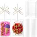 TEMLQPACK 40Pack 3.5"x 2.4"x 1.38"Clear Rice Krispie Treat Boxes with Sticks Individually Wrapped Packaing Kit Cakesickle Boxes Cake Pop Party Favors Boxes for Christmas Valentine's Birthday