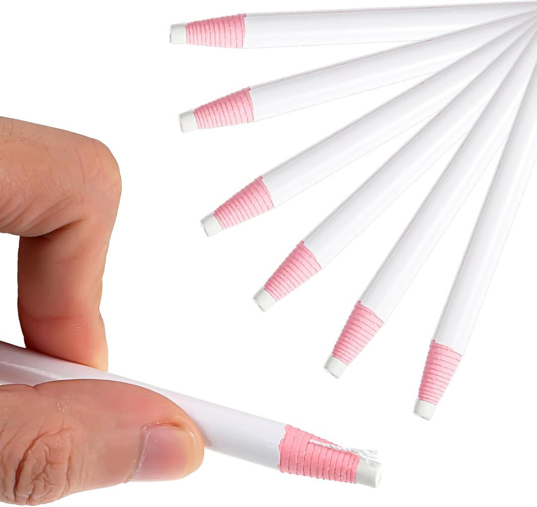 Ptwola 6 Pcs Fabric Pencils Sewing Mark Pencils Free Cutting Crayons White Dressmaker Tracing Chalks for Leather Marks Student Drawing Tailor Clothing Home Industrial Marks Pens Tools