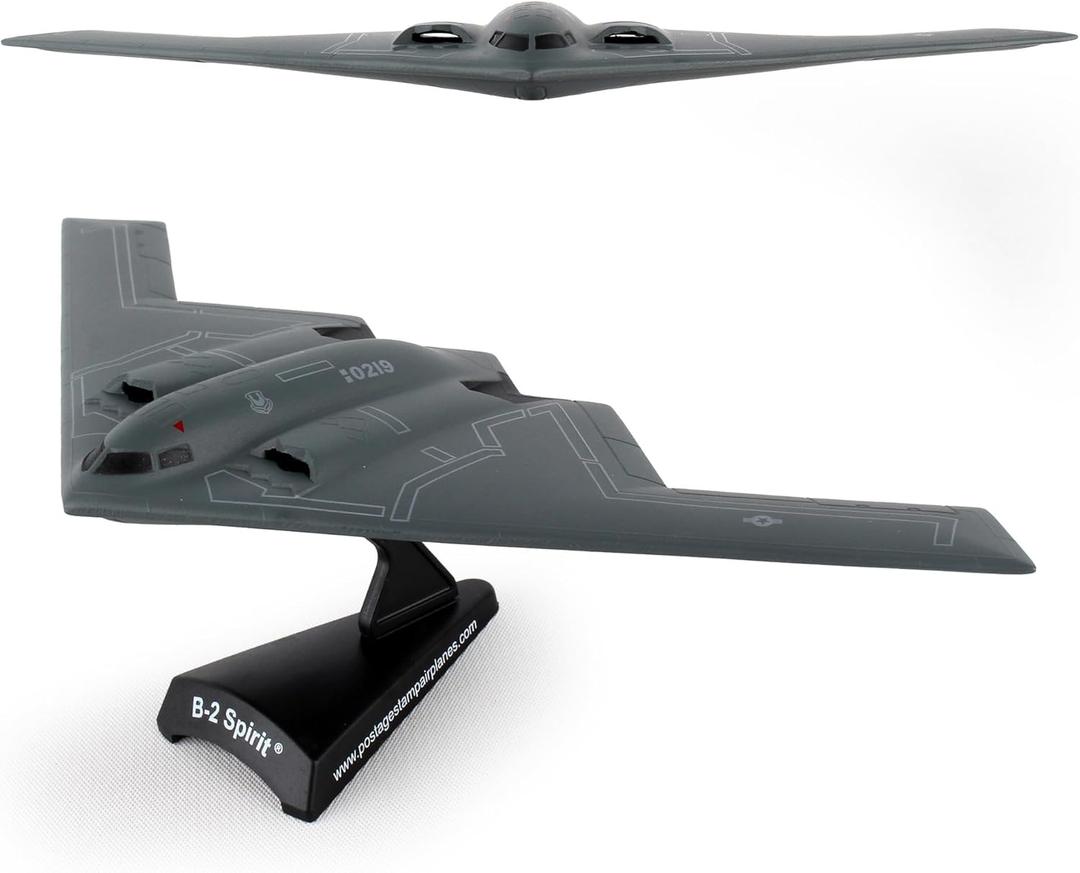 Postage Stamp USAF B-2 Spirit Stealth Bomber Die-Cast Model  1:280 Scale Long-Range Strategic Aircraft Replica with Display Stand, Highly Detailed, 3 L x 7.4 Wingspan, Adult Collectible Ages 14+