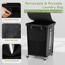 150L Laundry Basket with Wheels, Rolling Laundry Hamper with Cloth Cover, Laundry Cart with Metal Frame & Removable Bag, Large Dirty Clothes Hampers for Bedroom Aesthetic, Laundry Room Bathroom, Black